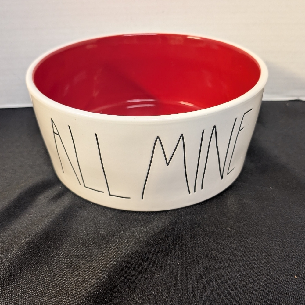 New Rae Dunn Artisan Magenta All Mine large pet dog animal bowl dish red color
